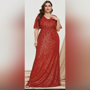 Glamorous Red Sequin Maxi Dress